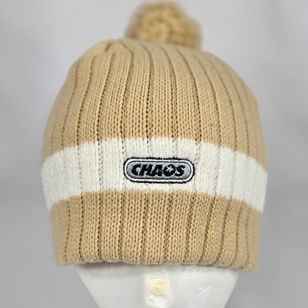 Chaos Beanie Hat Knit Cuffed Pom Winter Warm‎ Striped Casual Skate 90s Grunge